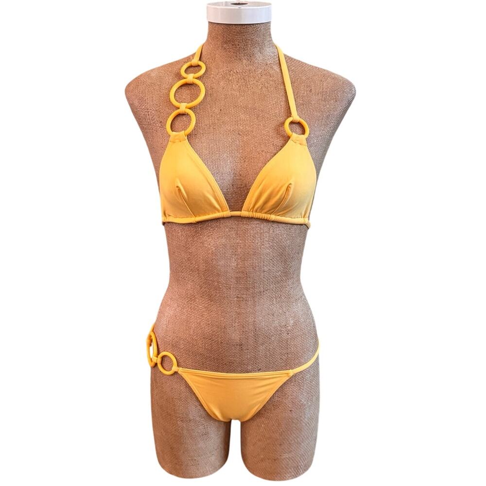 Eres Lunaris Embellished Triangle Bikini Mid Rise Bottoms Limited Edition Small